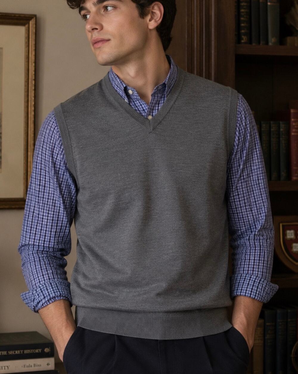 Cutter & Buck Merino Wool blend V Neck sweater vest academia old money golf XL